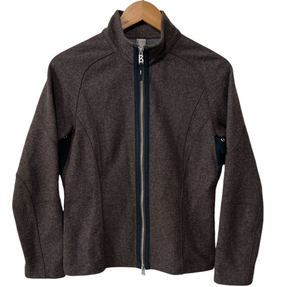 Bogner Fire + Ice Women Sz 10 Wool Blend Zip Up‎ Vented Underarms Brown Jacket